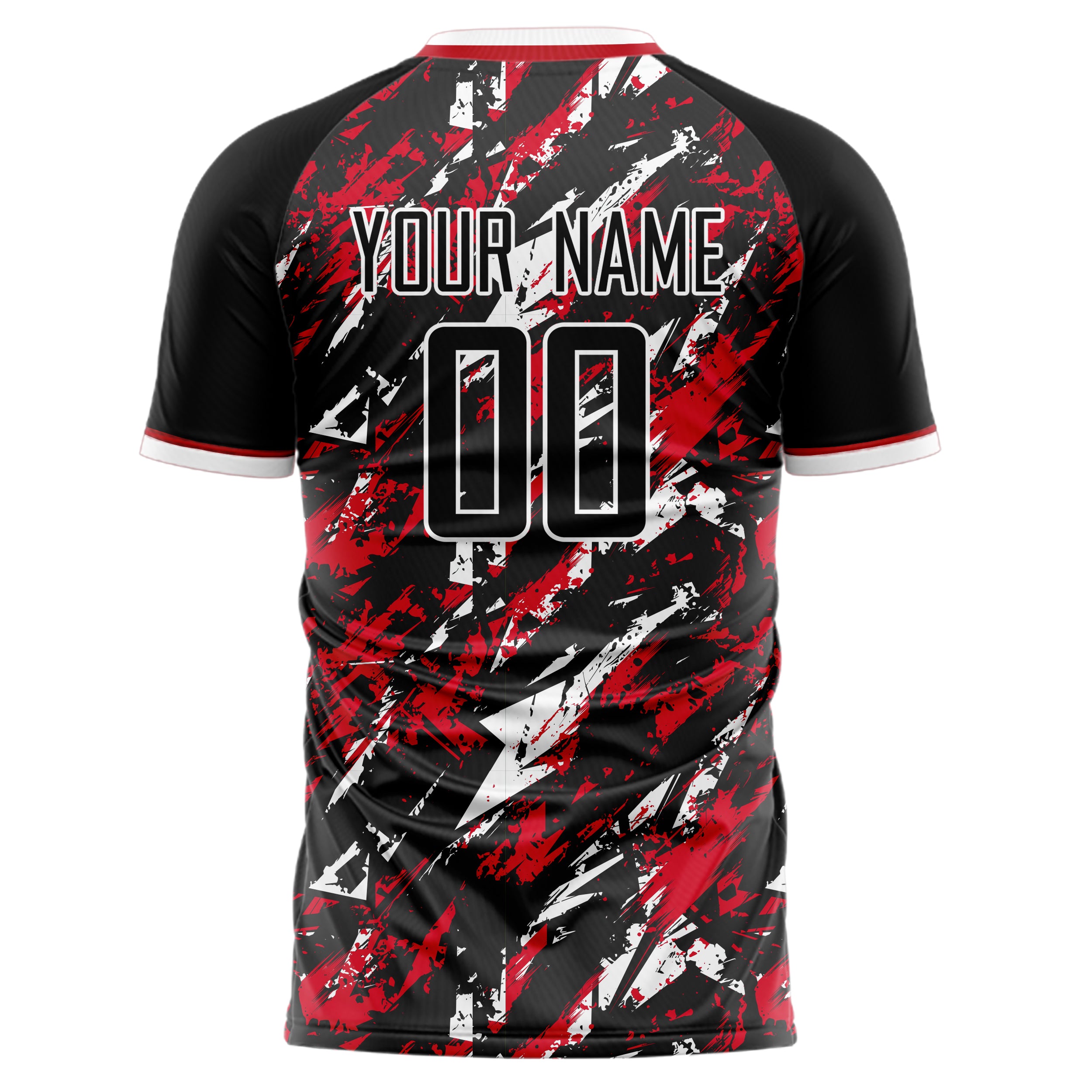 Personalized Black & Red Pattern Soccer Jersey
