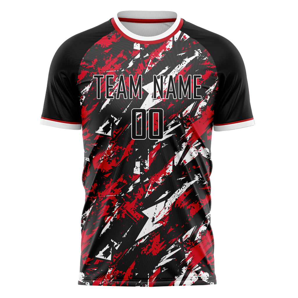 Personalized Black & Red Pattern Soccer Jersey