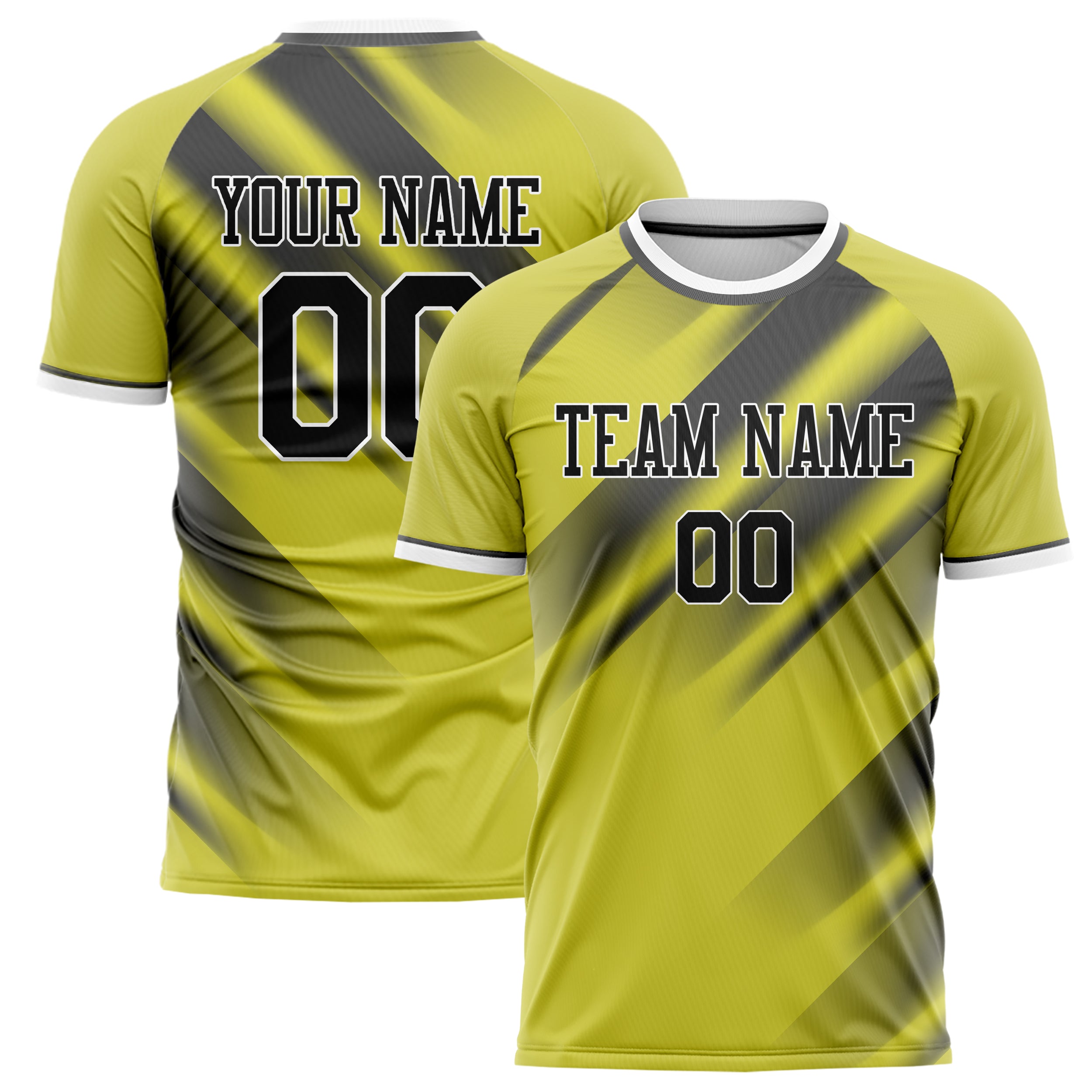 Personalized Yellow & Gray Pattern Soccer Jersey