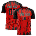 Personalized Red & Black Pattern Soccer Jersey