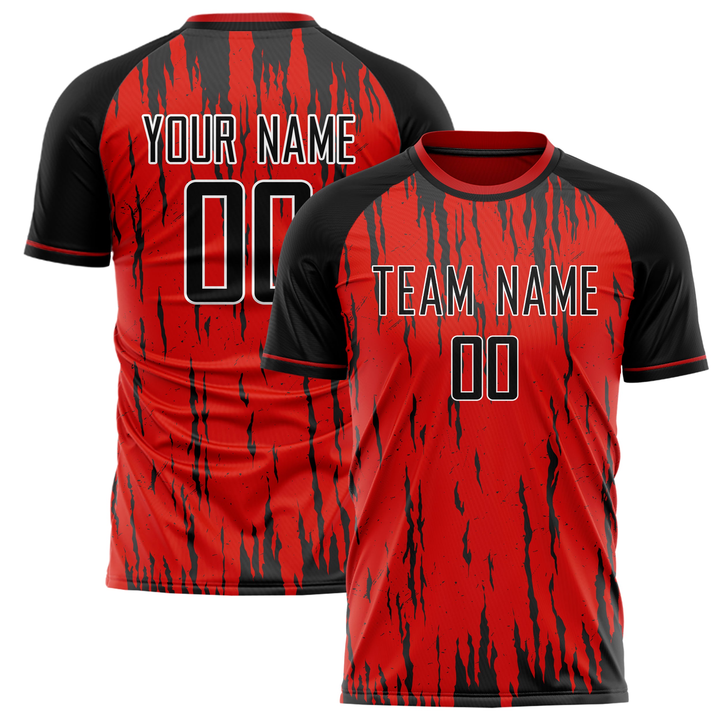 Personalized Red & Black Pattern Soccer Jersey
