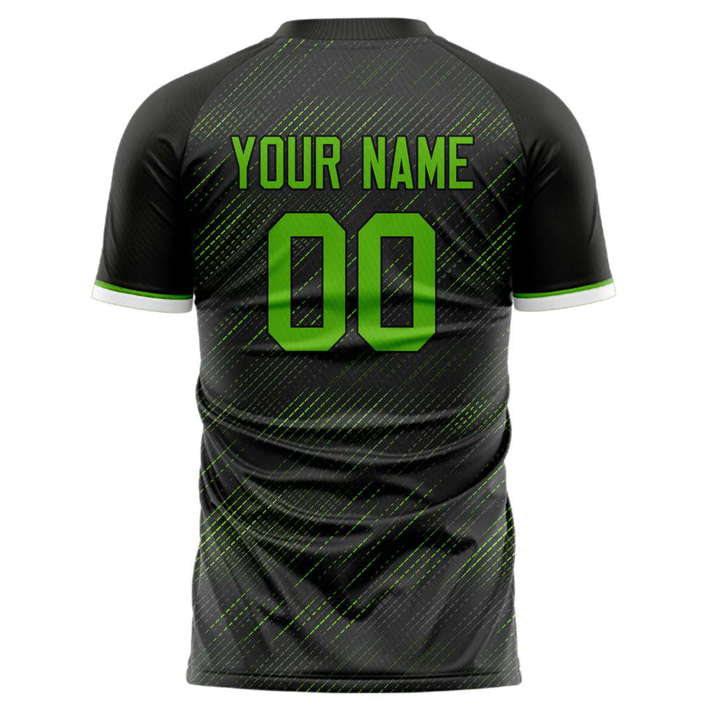 Personalized Black & Neon Green Pattern Soccer Jersey
