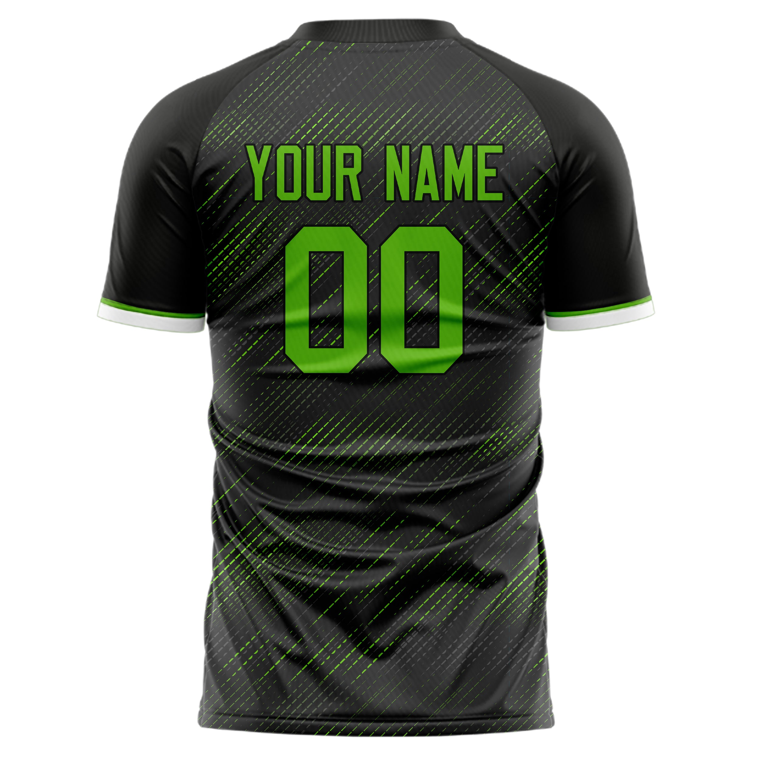 Personalized Black & Neon Green Pattern Soccer Jersey