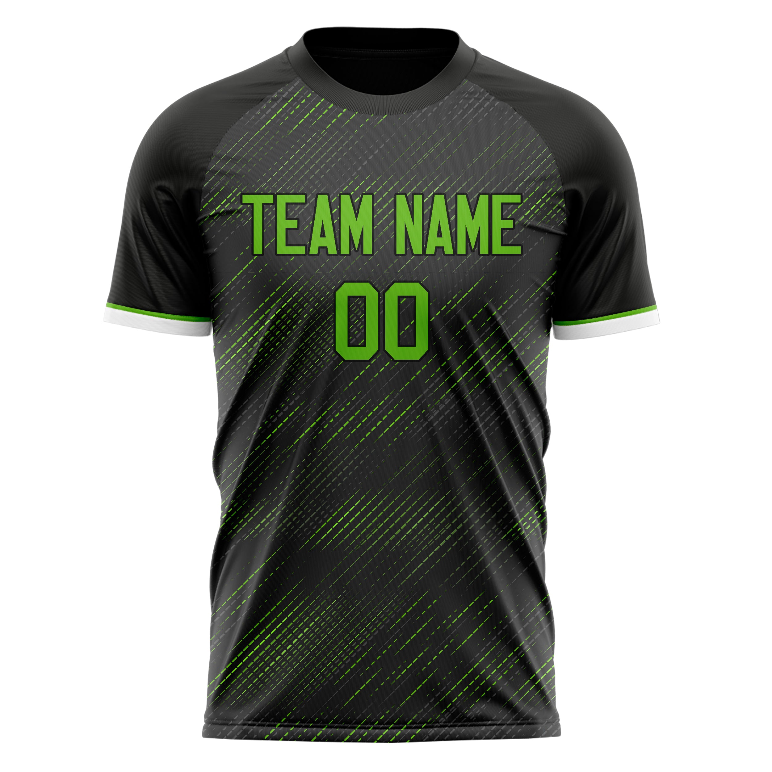 Personalized Black & Neon Green Pattern Soccer Jersey