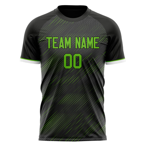 Personalized Black & Neon Green Pattern Soccer Jersey