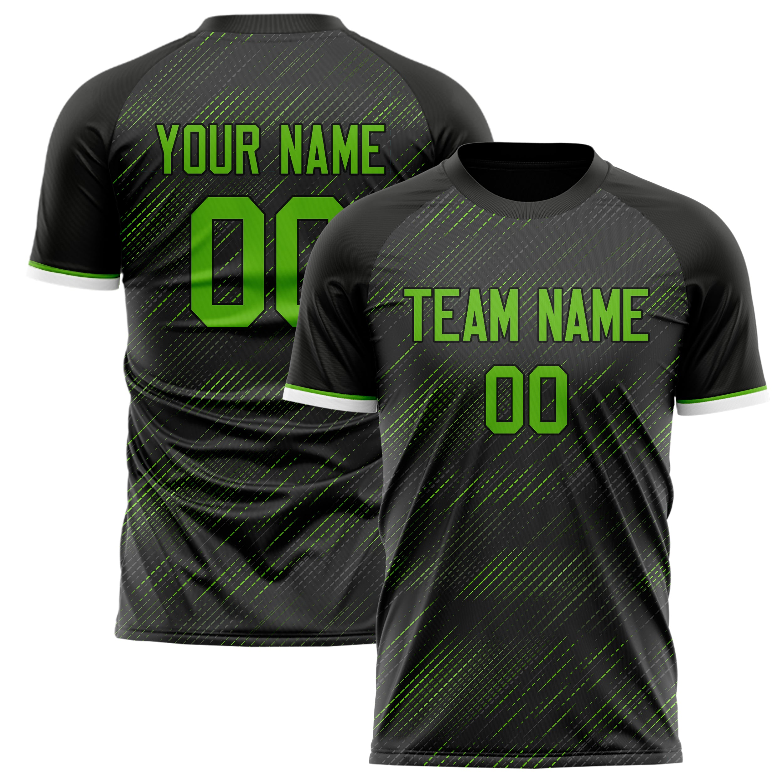 Personalized Black & Neon Green Pattern Soccer Jersey