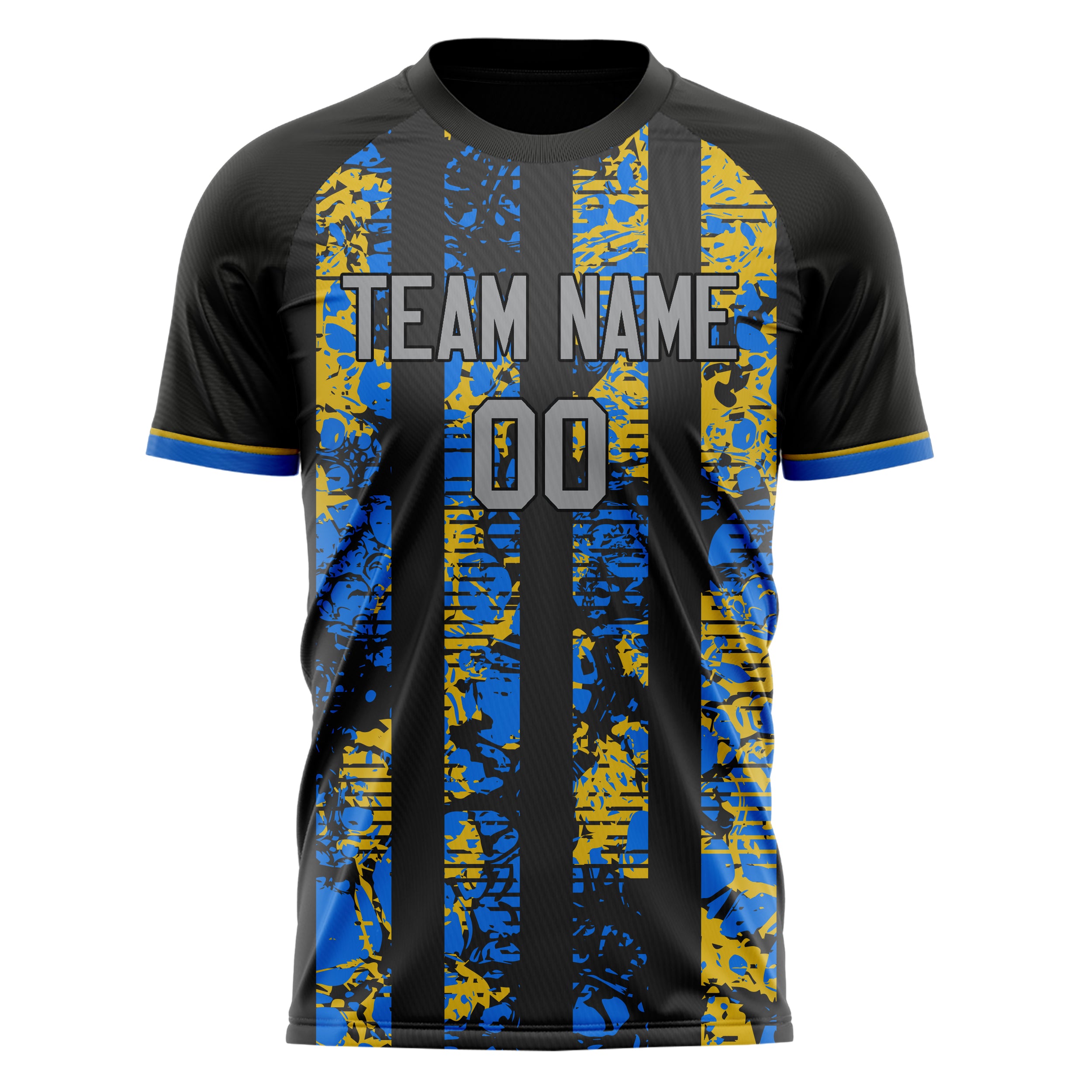 Personalized Black & Gray Pattern Soccer Jersey