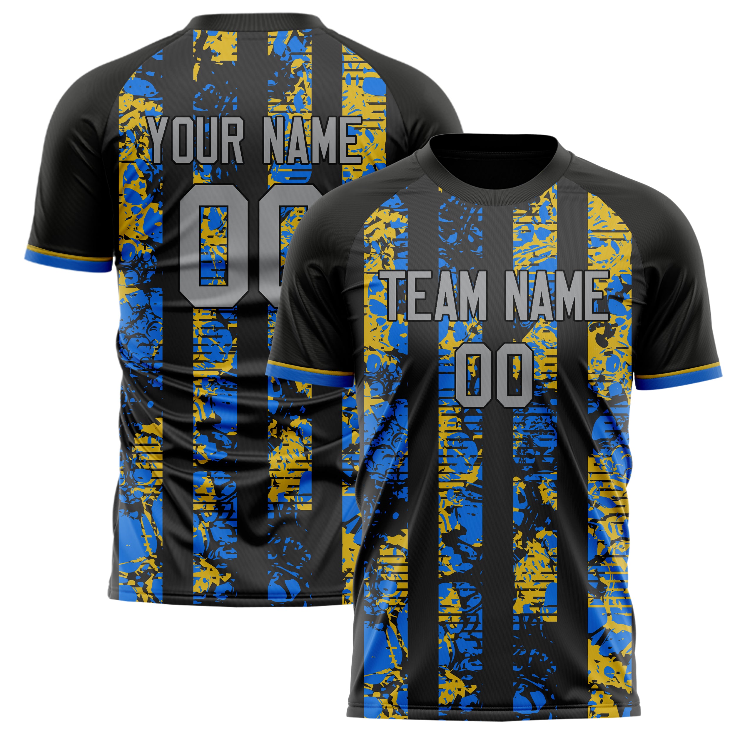 Personalized Black & Gray Pattern Soccer Jersey