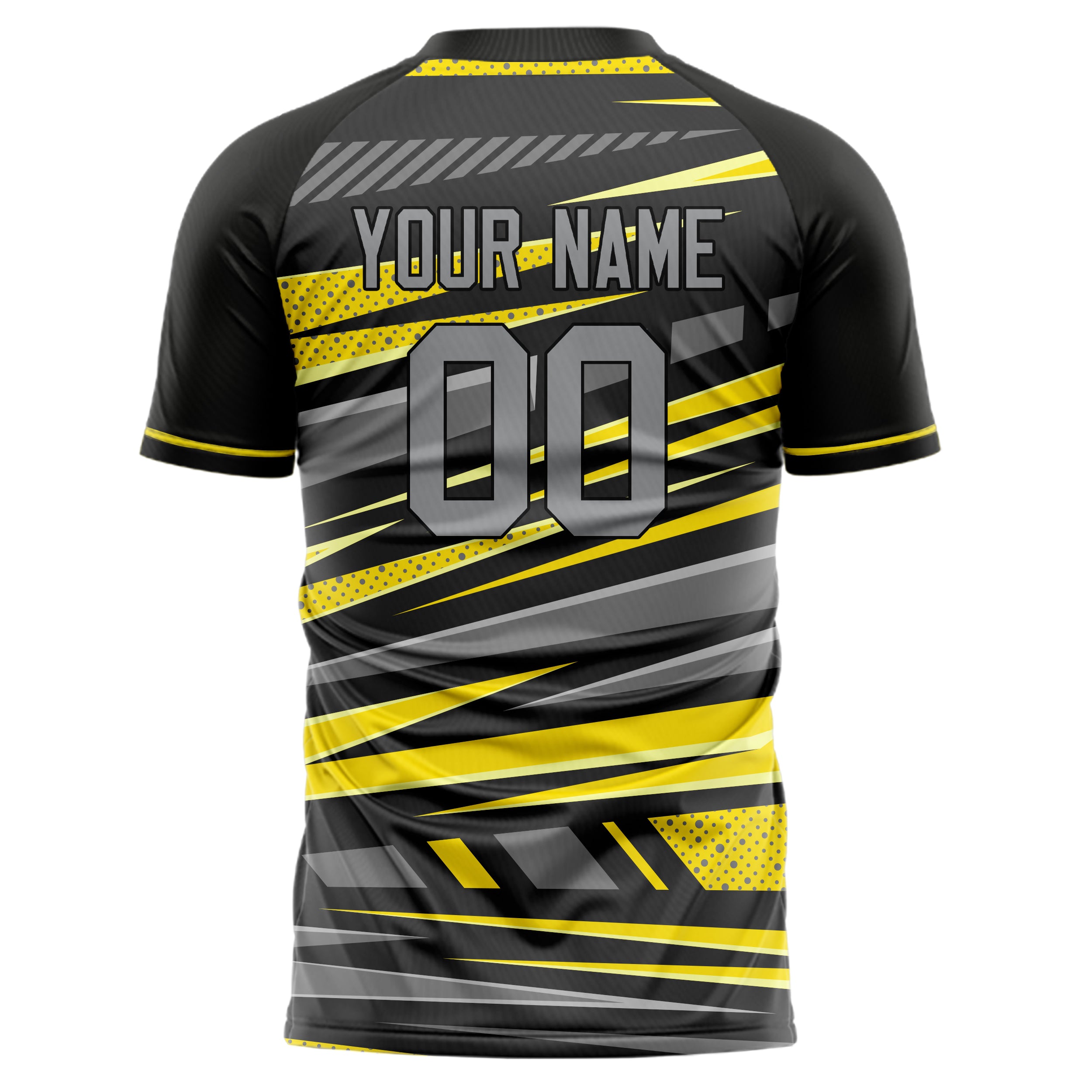 Personalized Gray & Yellow Pattern Soccer Jersey