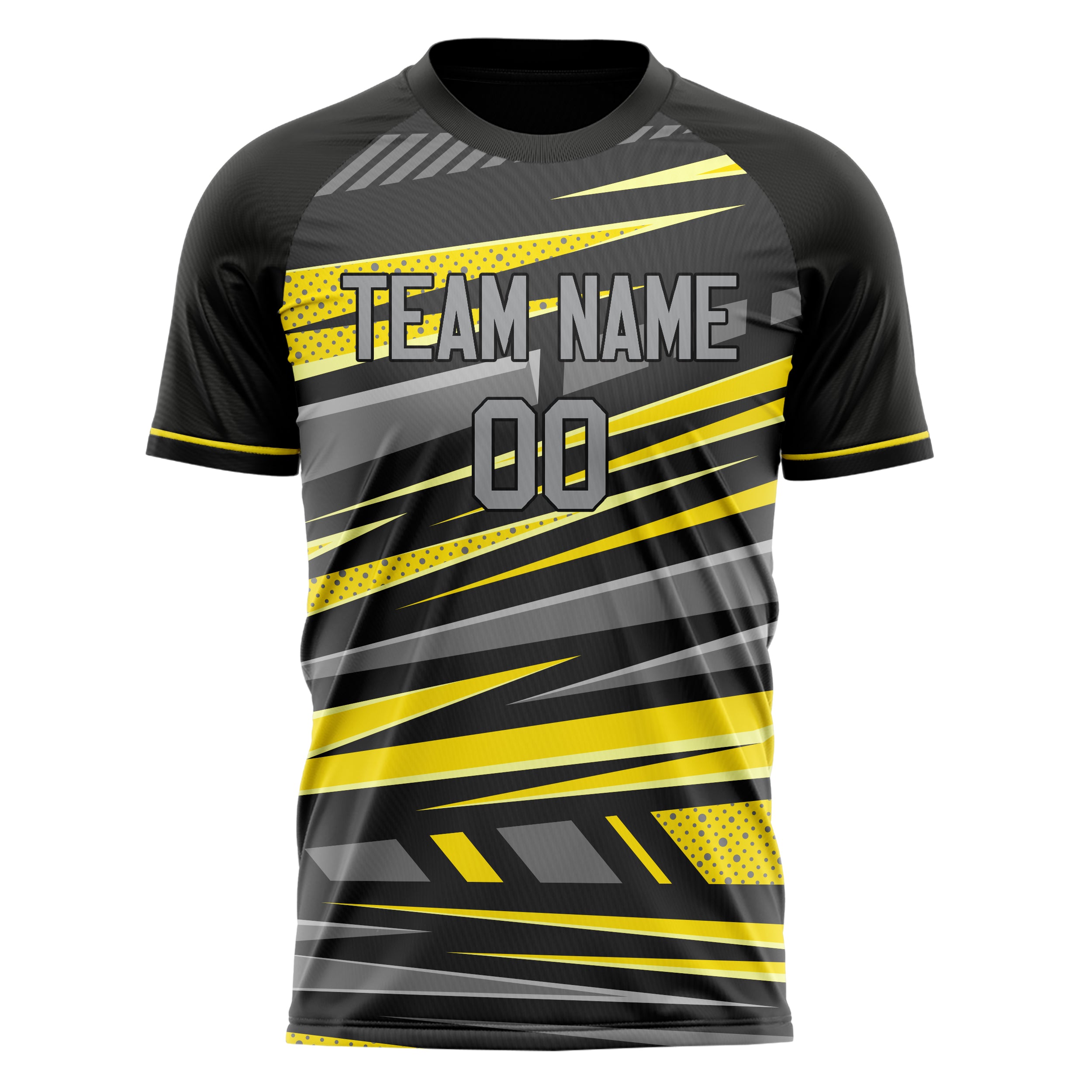 Personalized Gray & Yellow Pattern Soccer Jersey