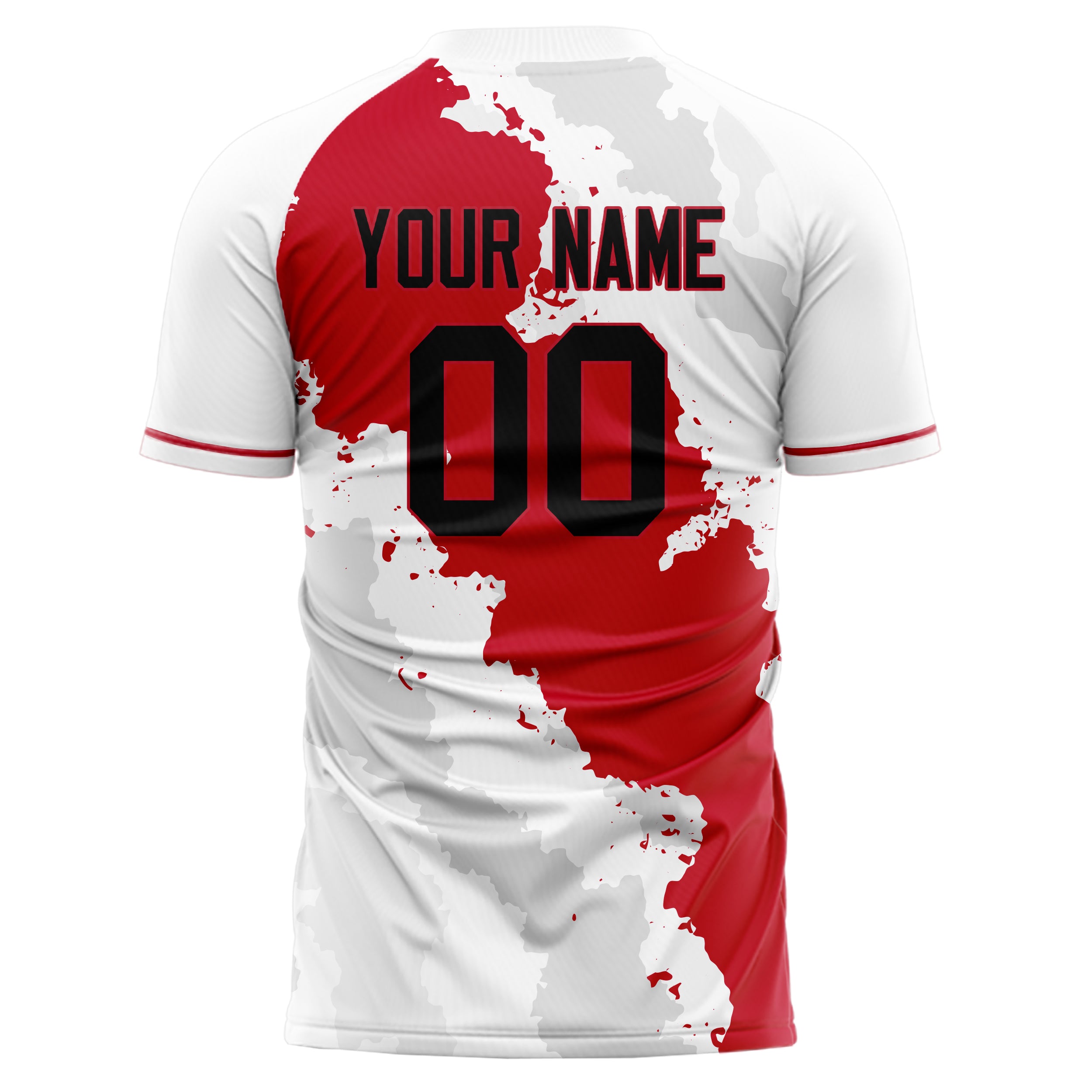 Personalized White & Red Pattern Soccer Jersey