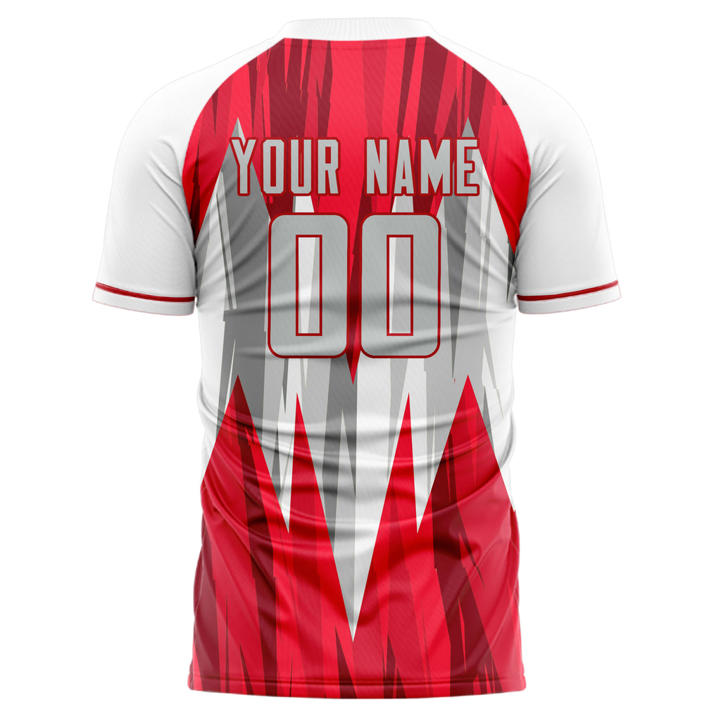 Personalized Red & White Pattern Soccer Jersey