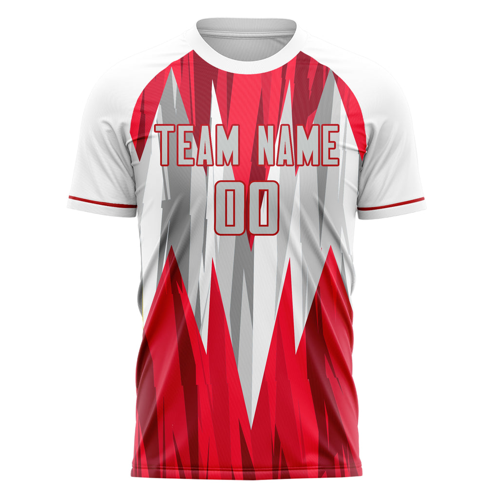 Personalized Red & White Pattern Soccer Jersey