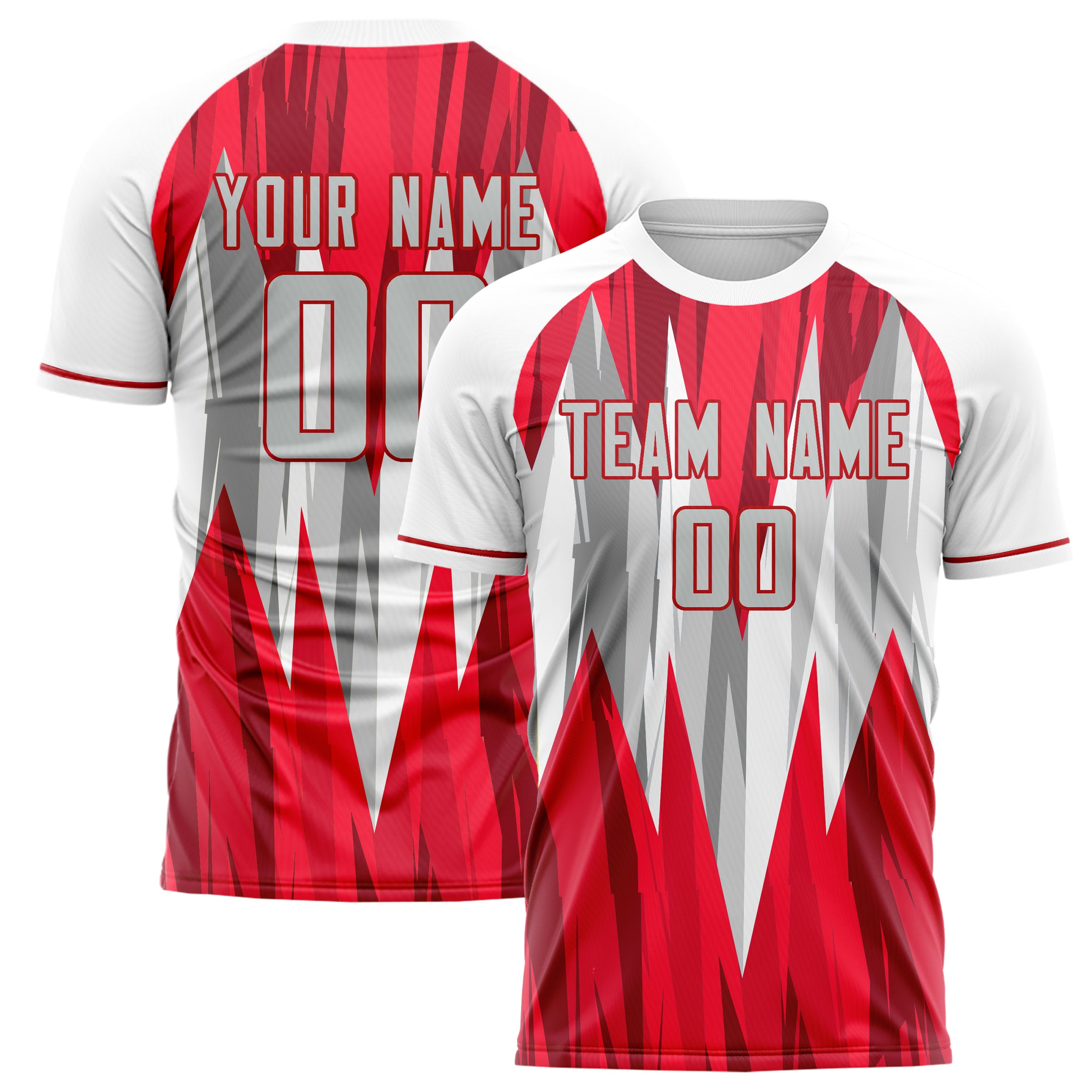 Personalized Red & White Pattern Soccer Jersey