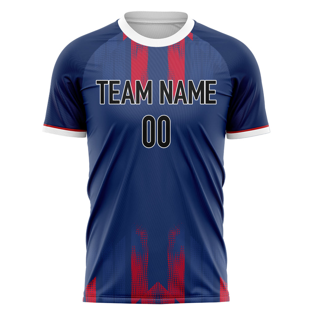 Personalized Navy & Red Pattern Soccer Jersey