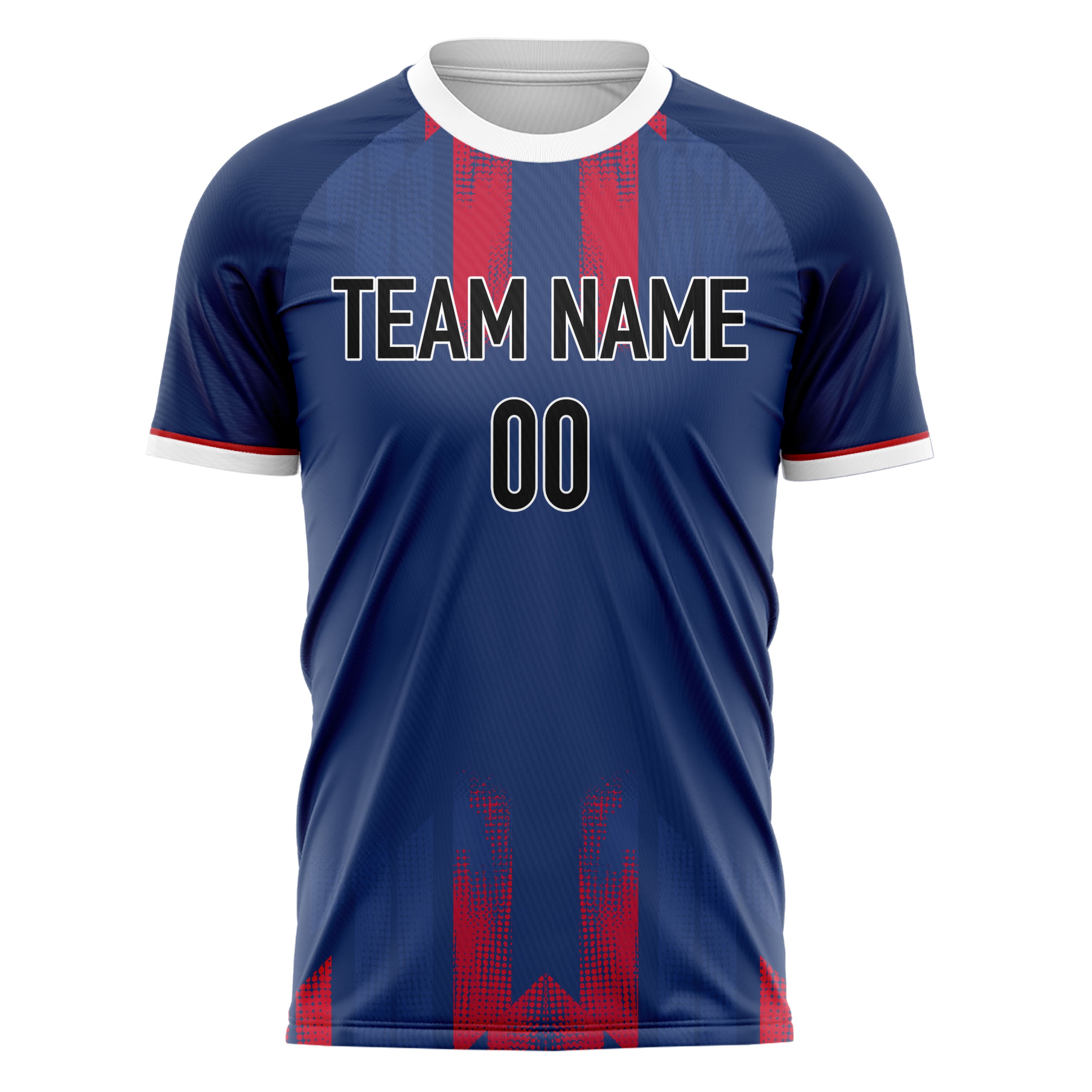 Personalized Navy & Red Pattern Soccer Jersey