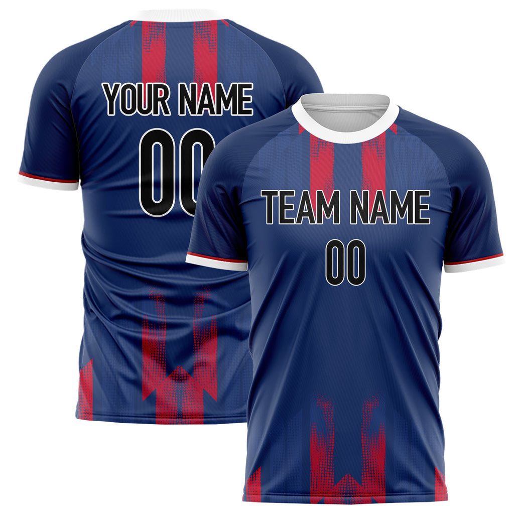 Personalized Navy & Red Pattern Soccer Jersey