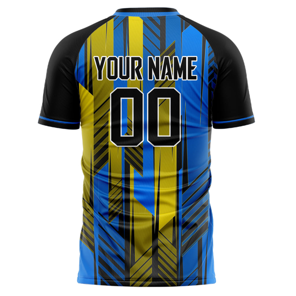 Personalized Blue & Yellow Pattern Soccer Jersey