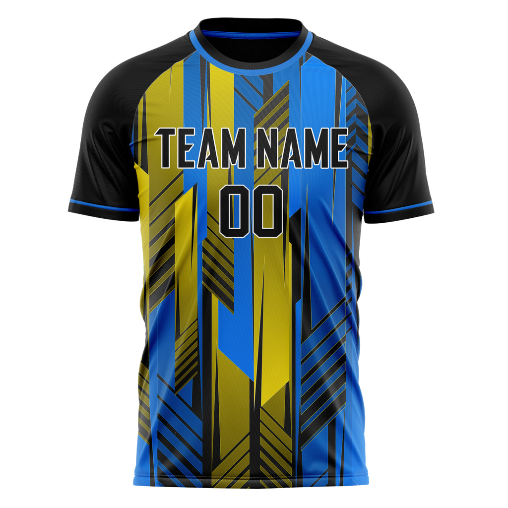 Personalized Blue & Yellow Pattern Soccer Jersey