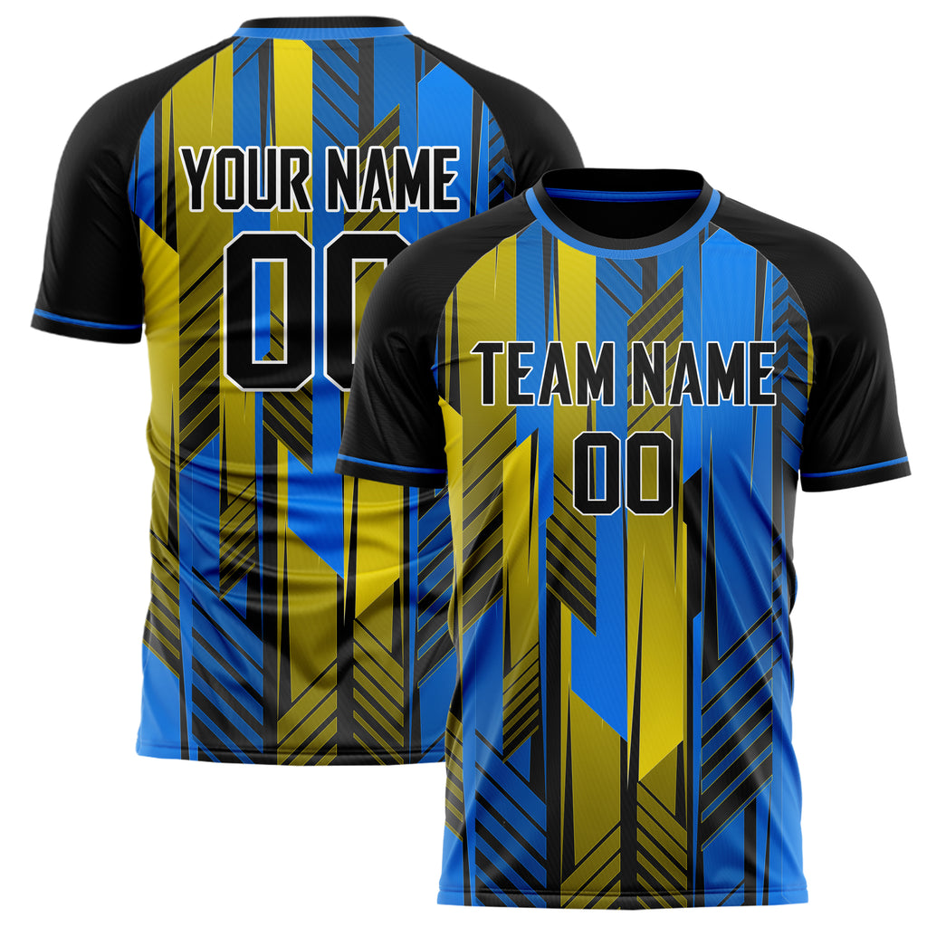 Personalized Blue & Yellow Pattern Soccer Jersey