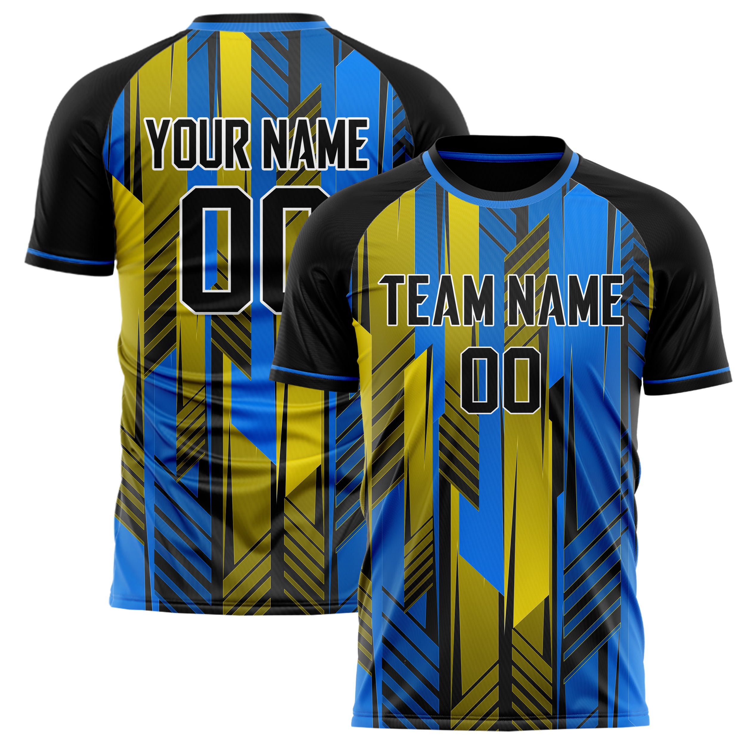 Personalized Blue & Yellow Pattern Soccer Jersey