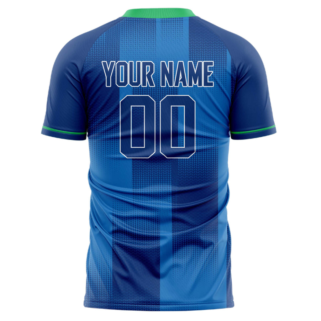 Personalized Blue & Green Pattern Soccer Jersey