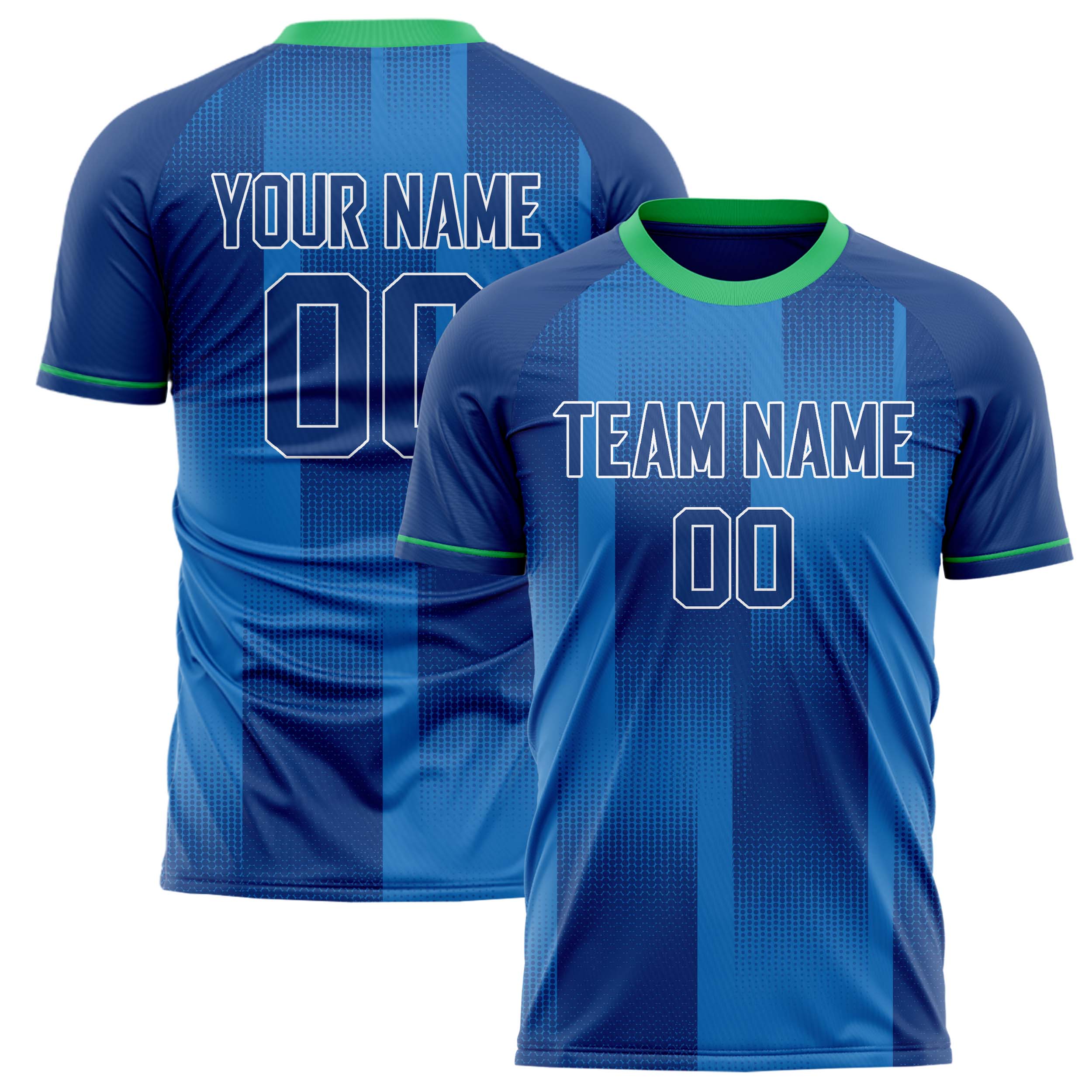 Personalized Blue & Green Pattern Soccer Jersey