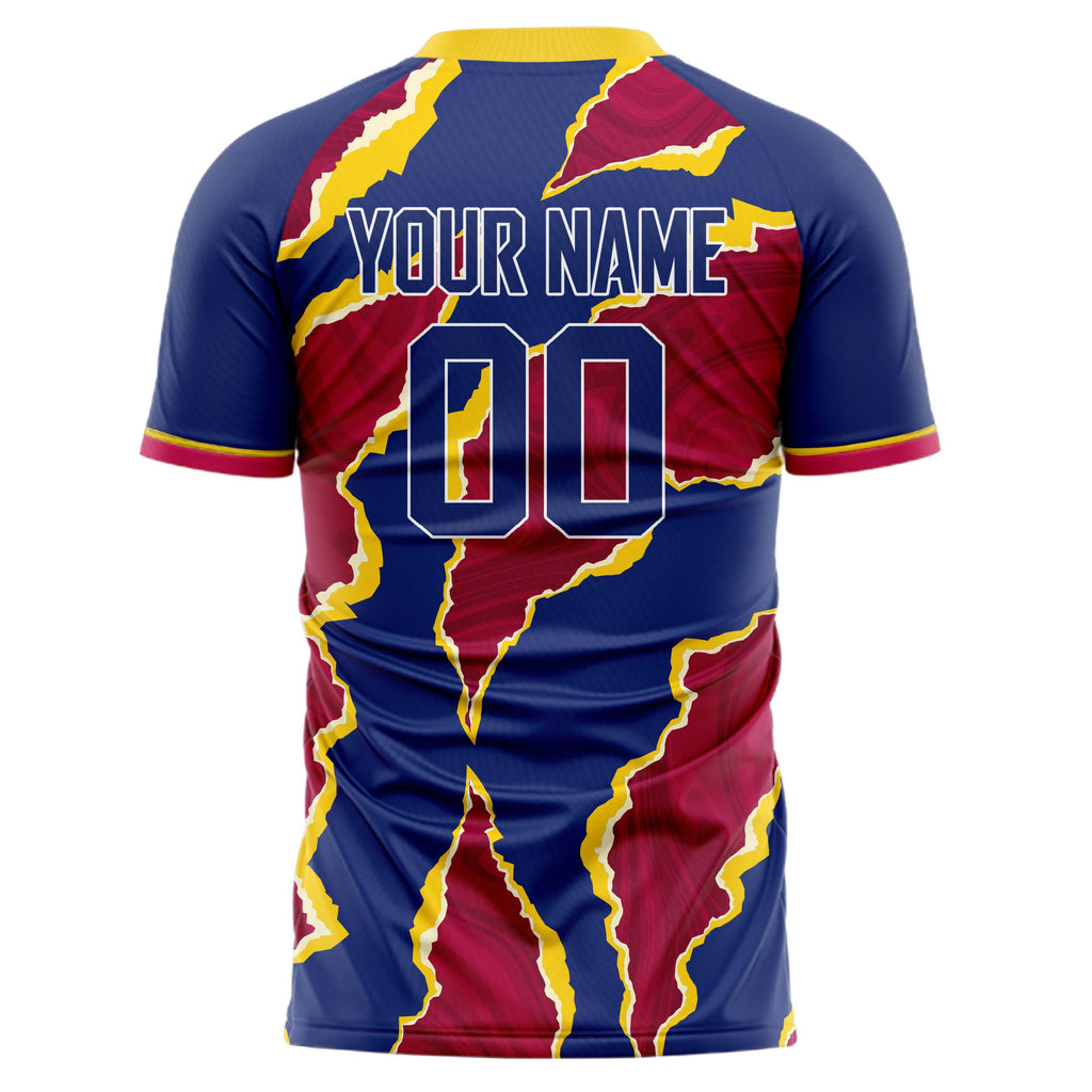 Personalized Red & Navy Pattern Soccer Jersey