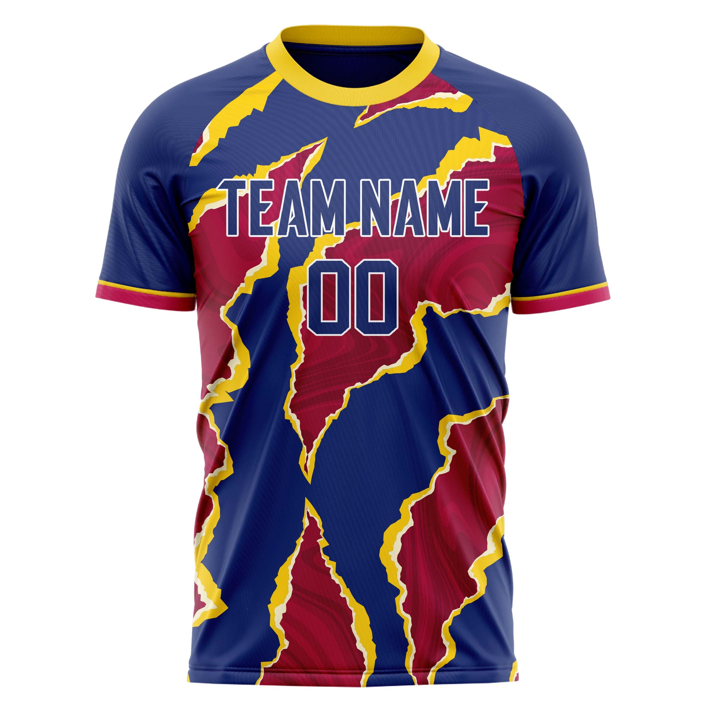 Personalized Red & Navy Pattern Soccer Jersey