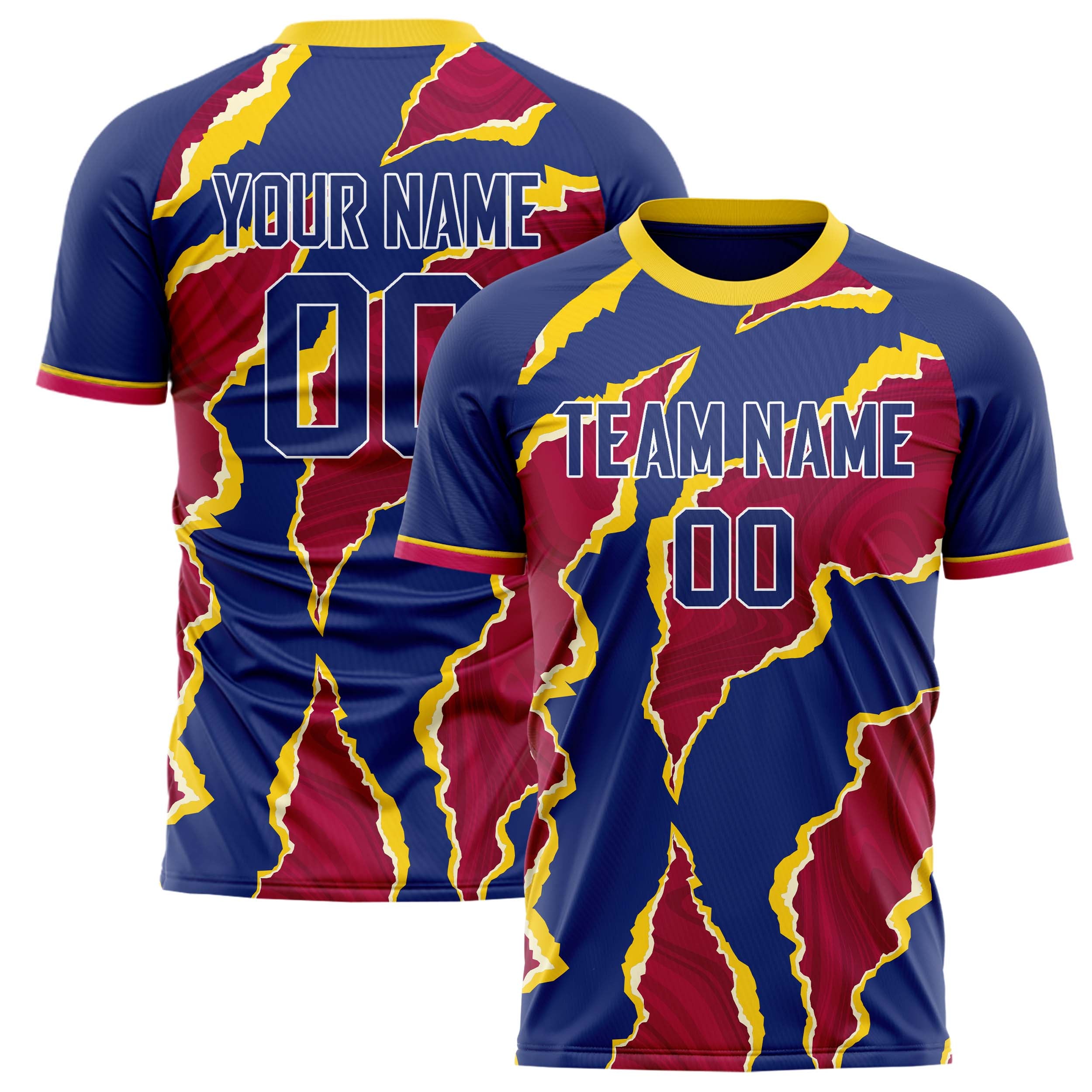 Personalized Red & Navy Pattern Soccer Jersey