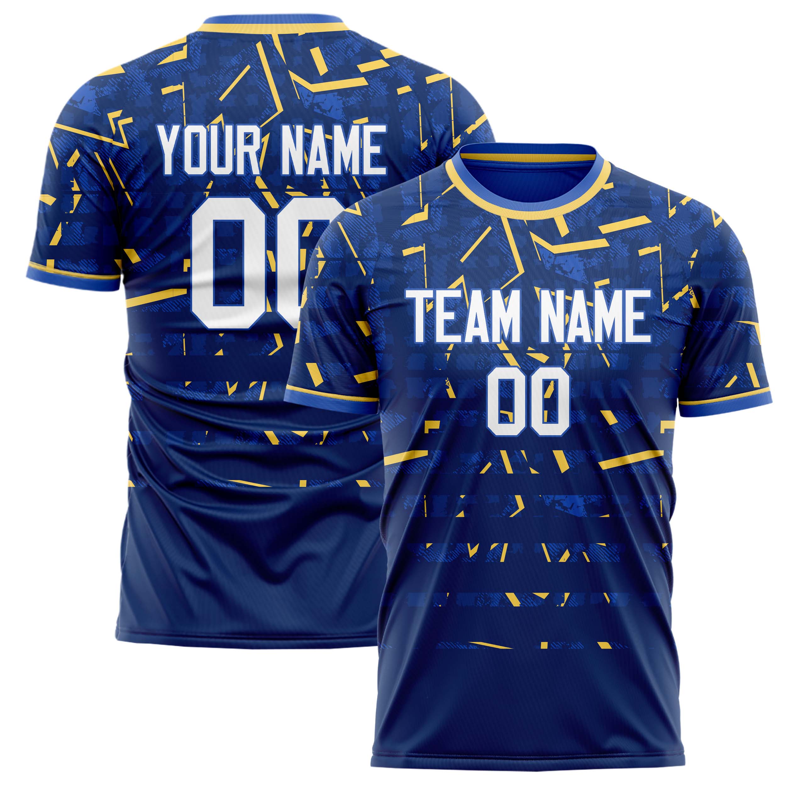 Personalized Navy & Gold Pattern Soccer Jersey