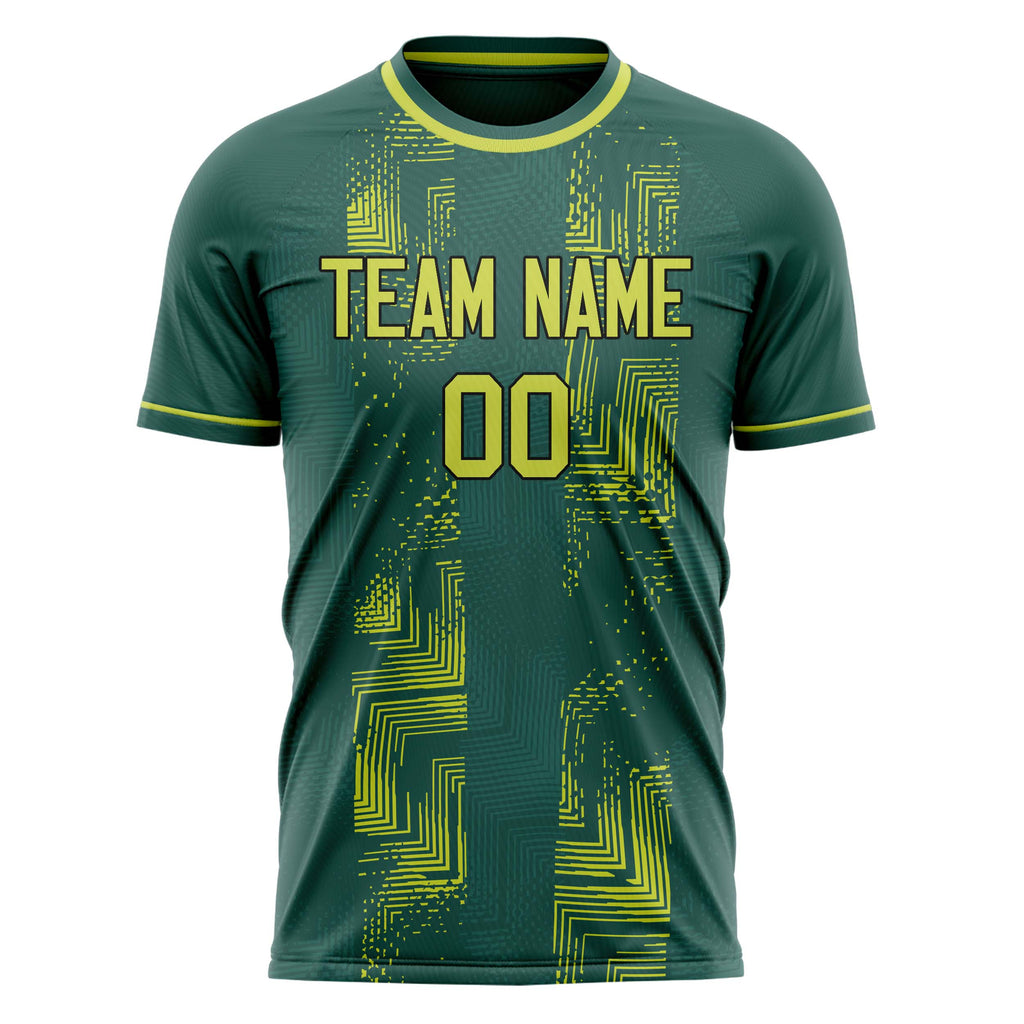 Personalized Green & Yellow Pattern Soccer Jersey