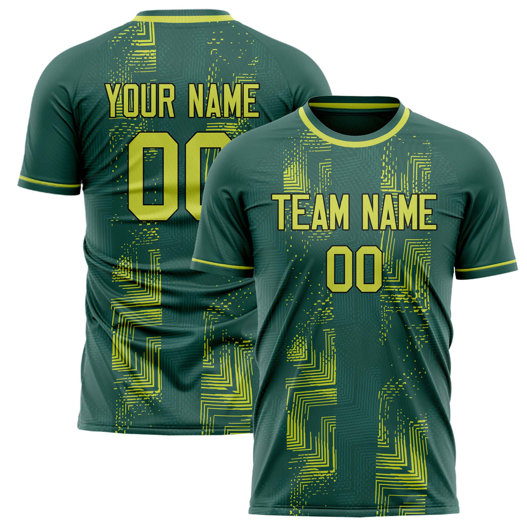 Personalized Green & Yellow Pattern Soccer Jersey