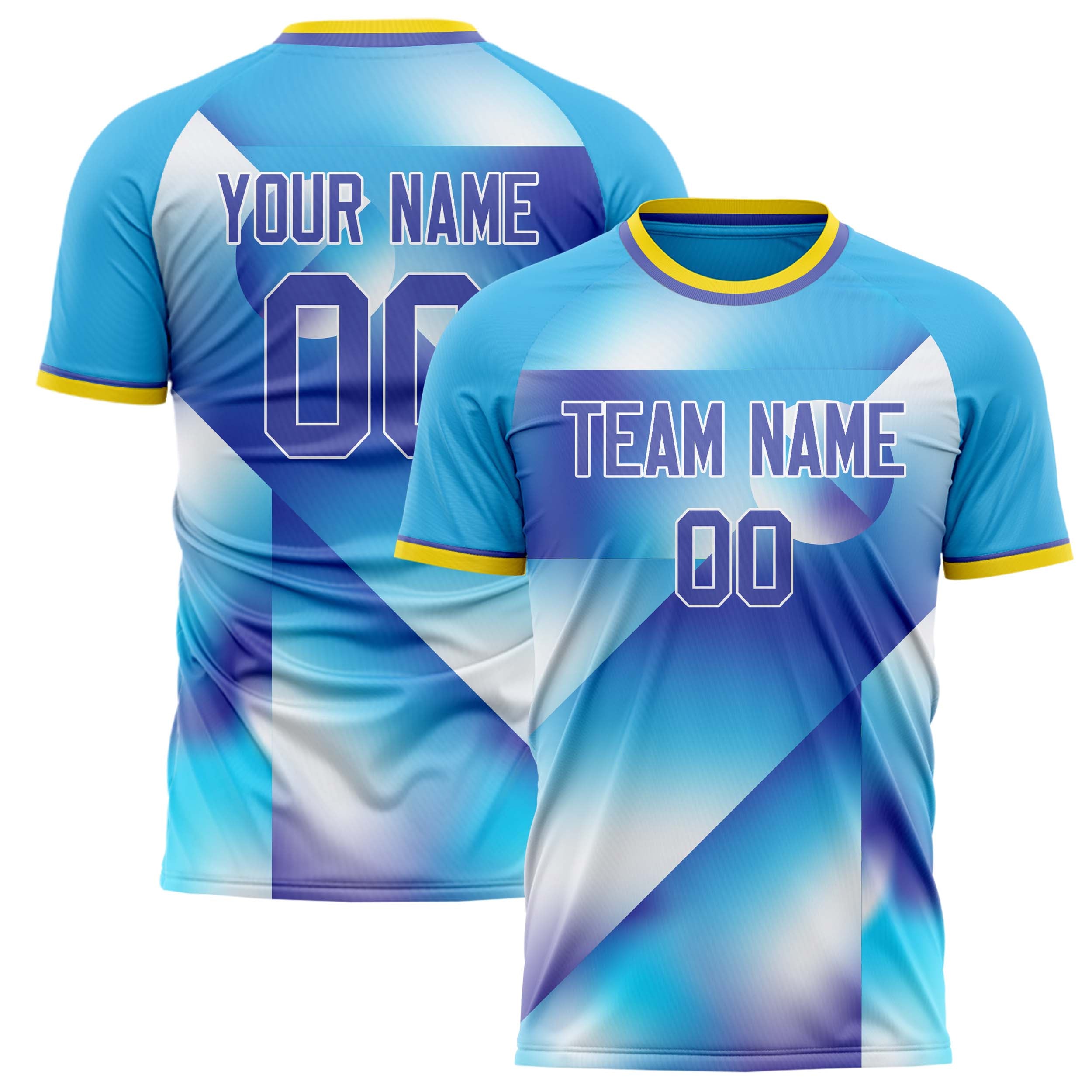 Personalized Light Blue & Purple Pattern Soccer Jersey