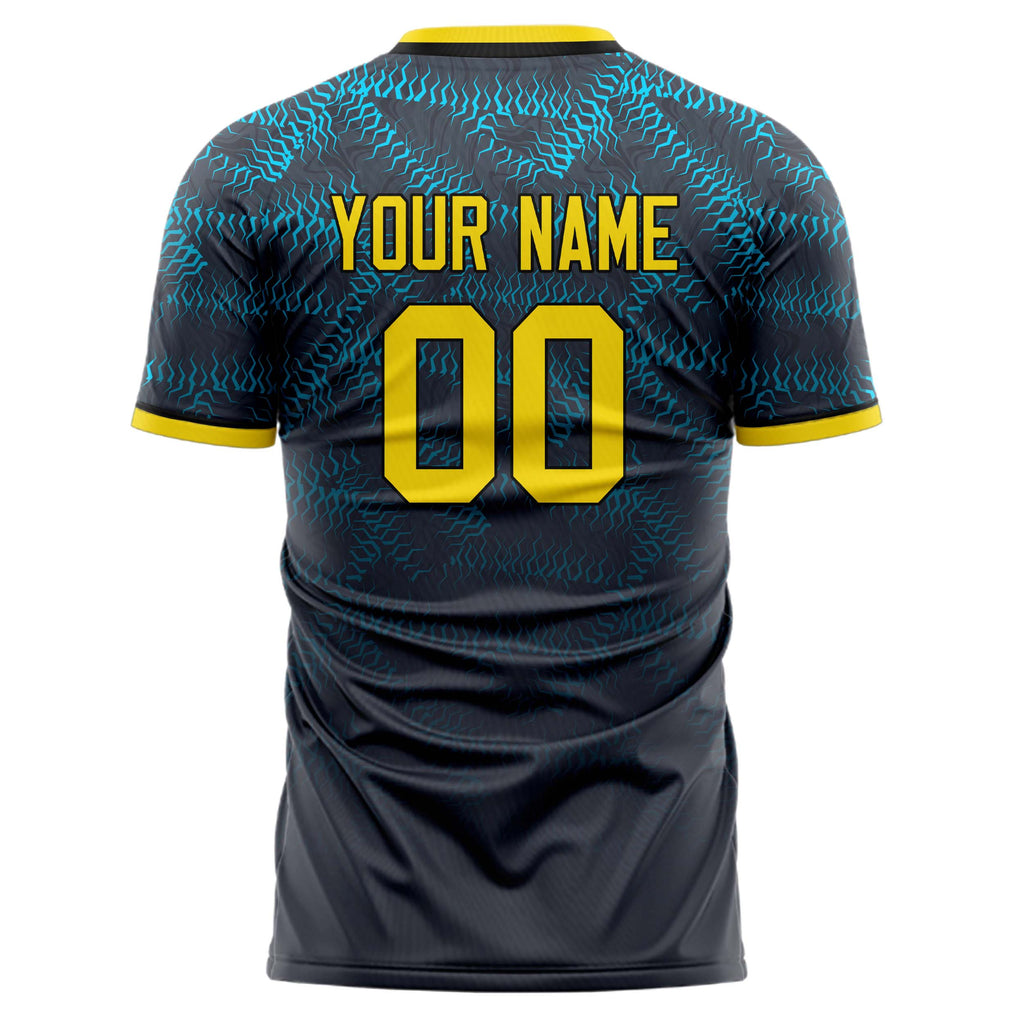 Personalized Black & Gold Pattern Soccer Jersey