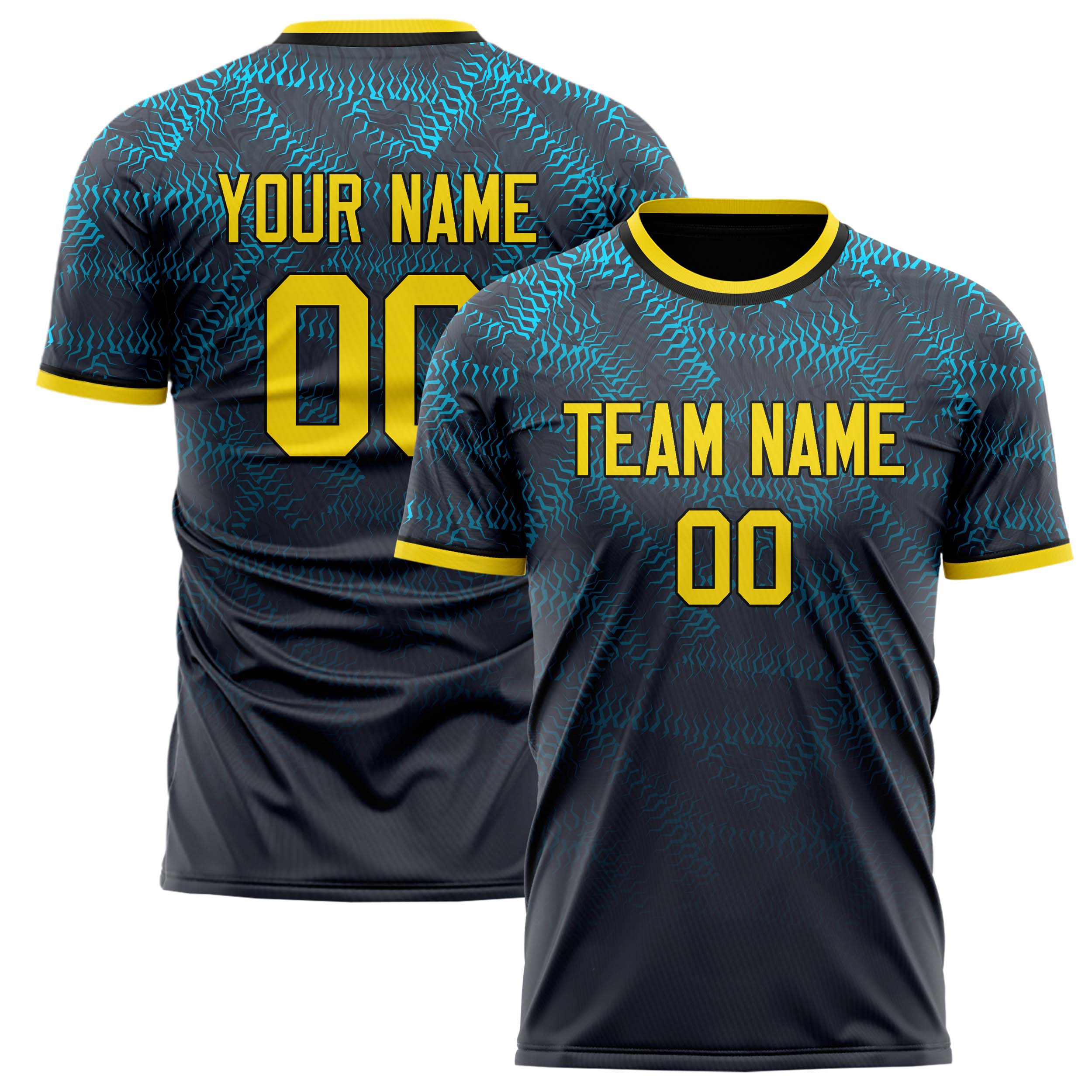 Personalized Black & Gold Pattern Soccer Jersey