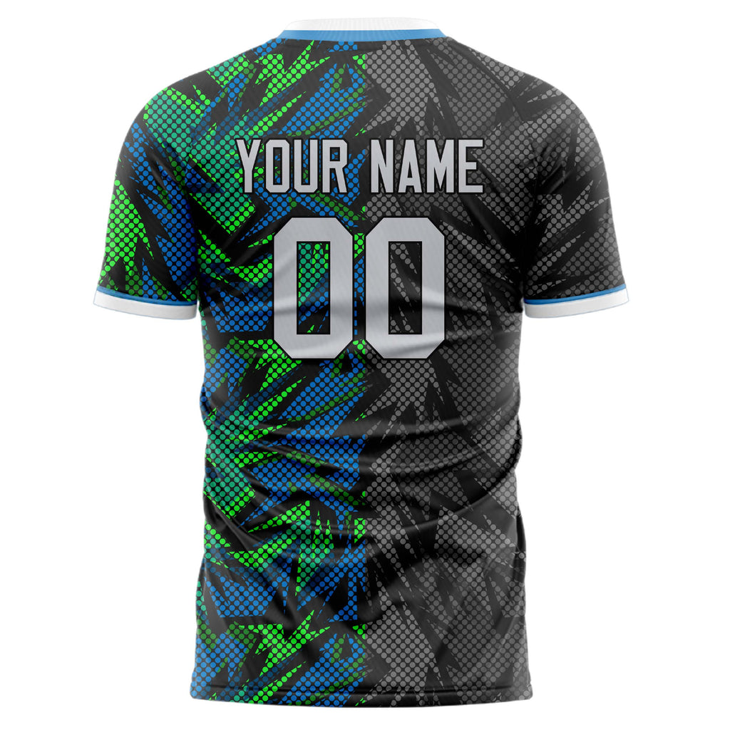 Personalized Black & Green Pattern Soccer Jersey
