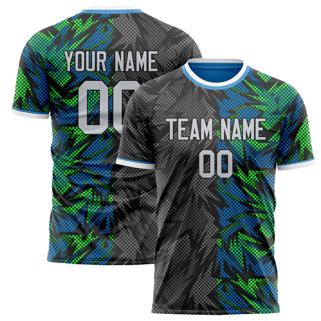 Personalized Black & Green Pattern Soccer Jersey