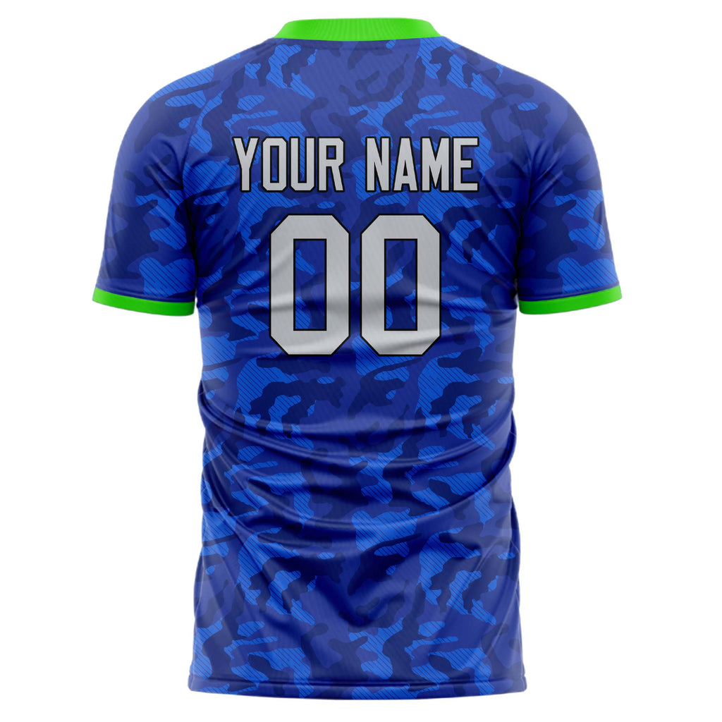 Personalized Blue & Gray Pattern Soccer Jersey