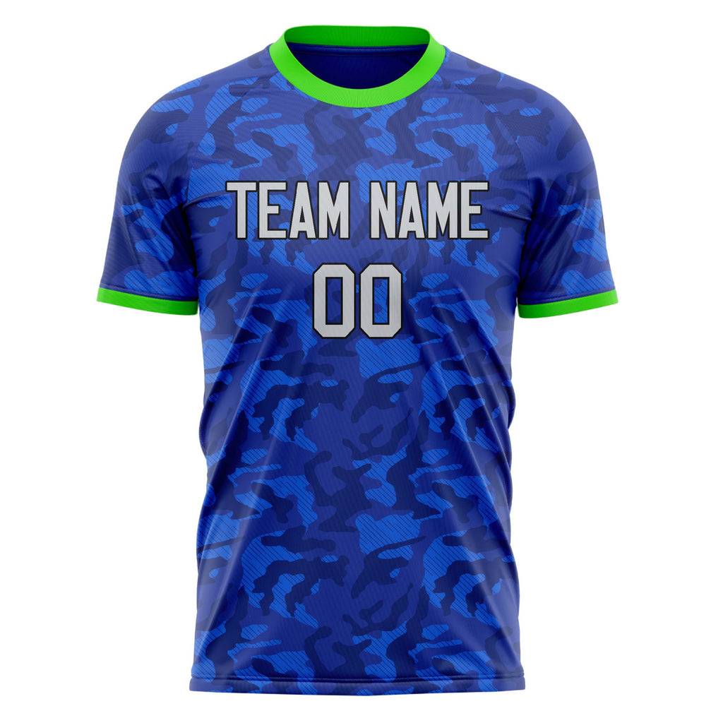 Personalized Blue & Gray Pattern Soccer Jersey