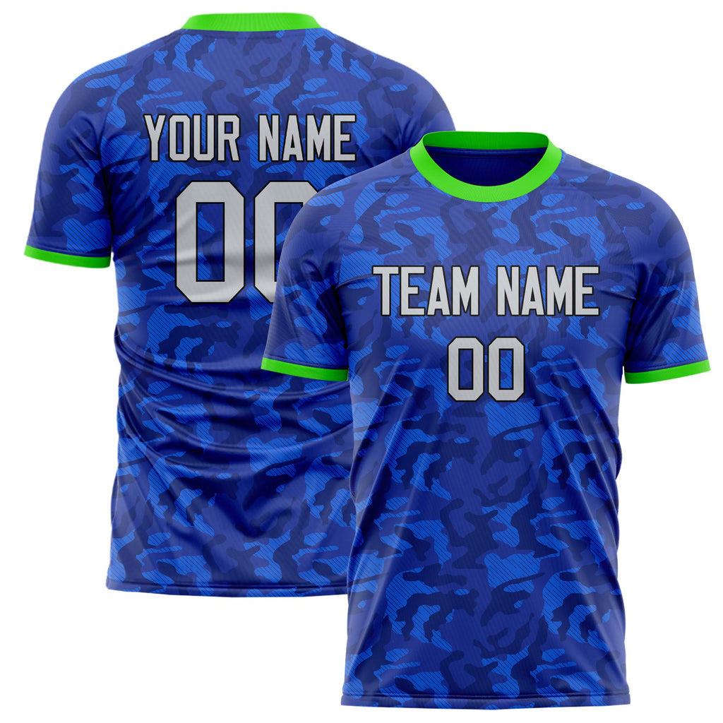 Personalized Blue & Gray Pattern Soccer Jersey