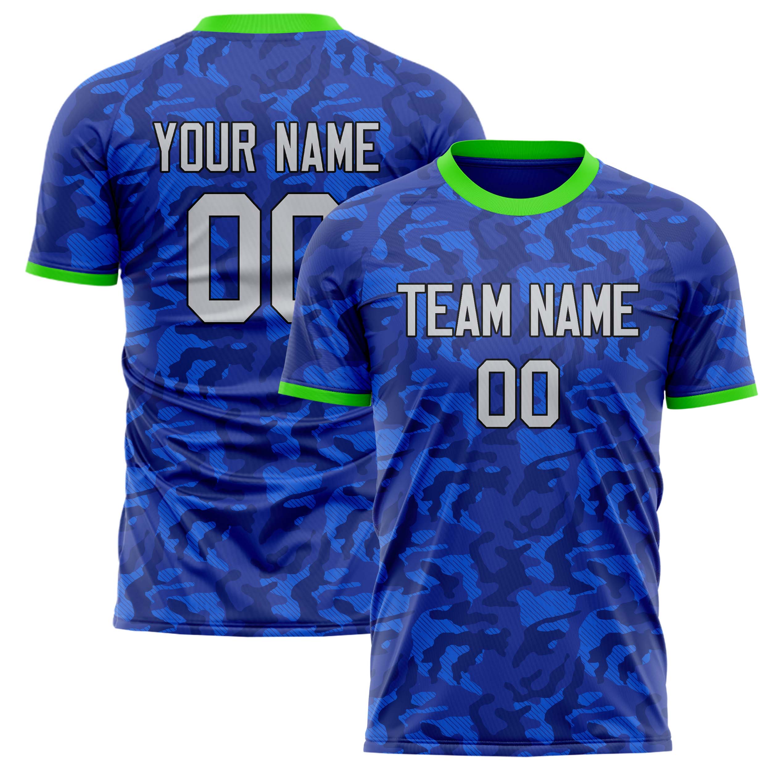 Personalized Blue & Gray Pattern Soccer Jersey