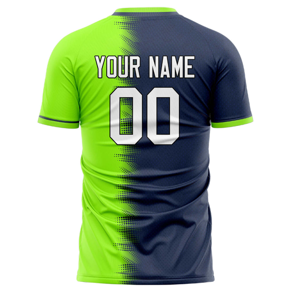 Personalized Navy & Neon Green Pattern Soccer Jersey