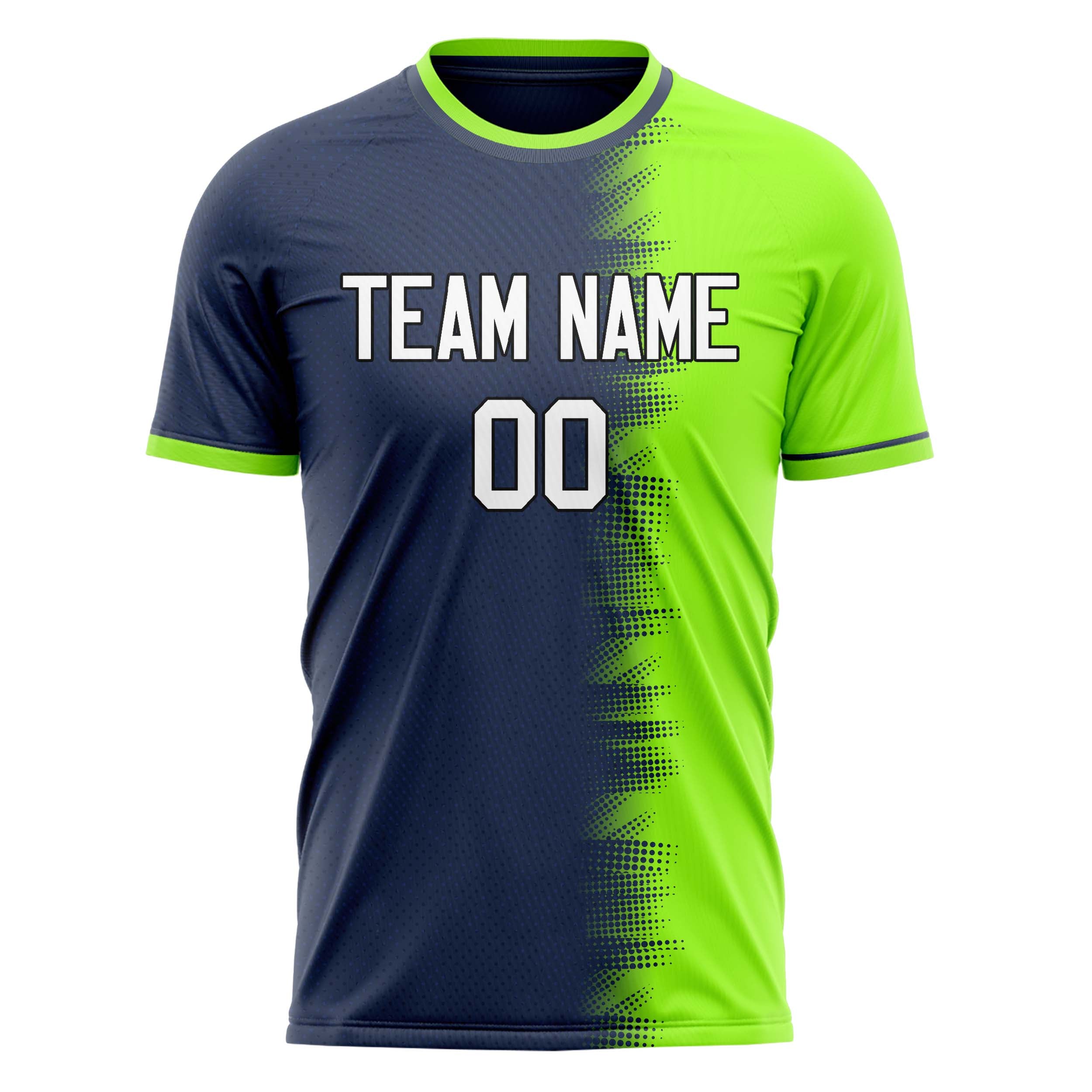 Personalized Navy & Neon Green Pattern Soccer Jersey