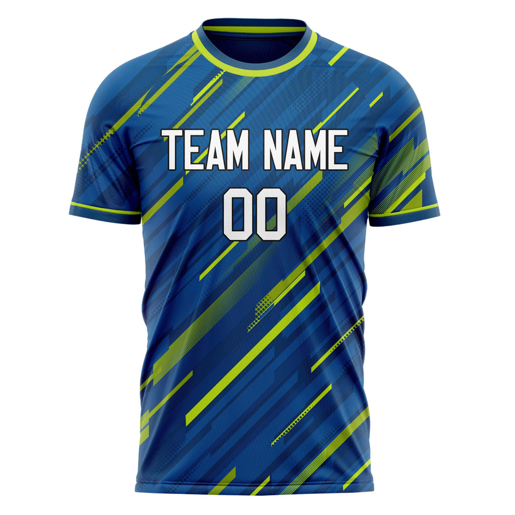 Personalized Blue & Green Pattern Soccer Jersey
