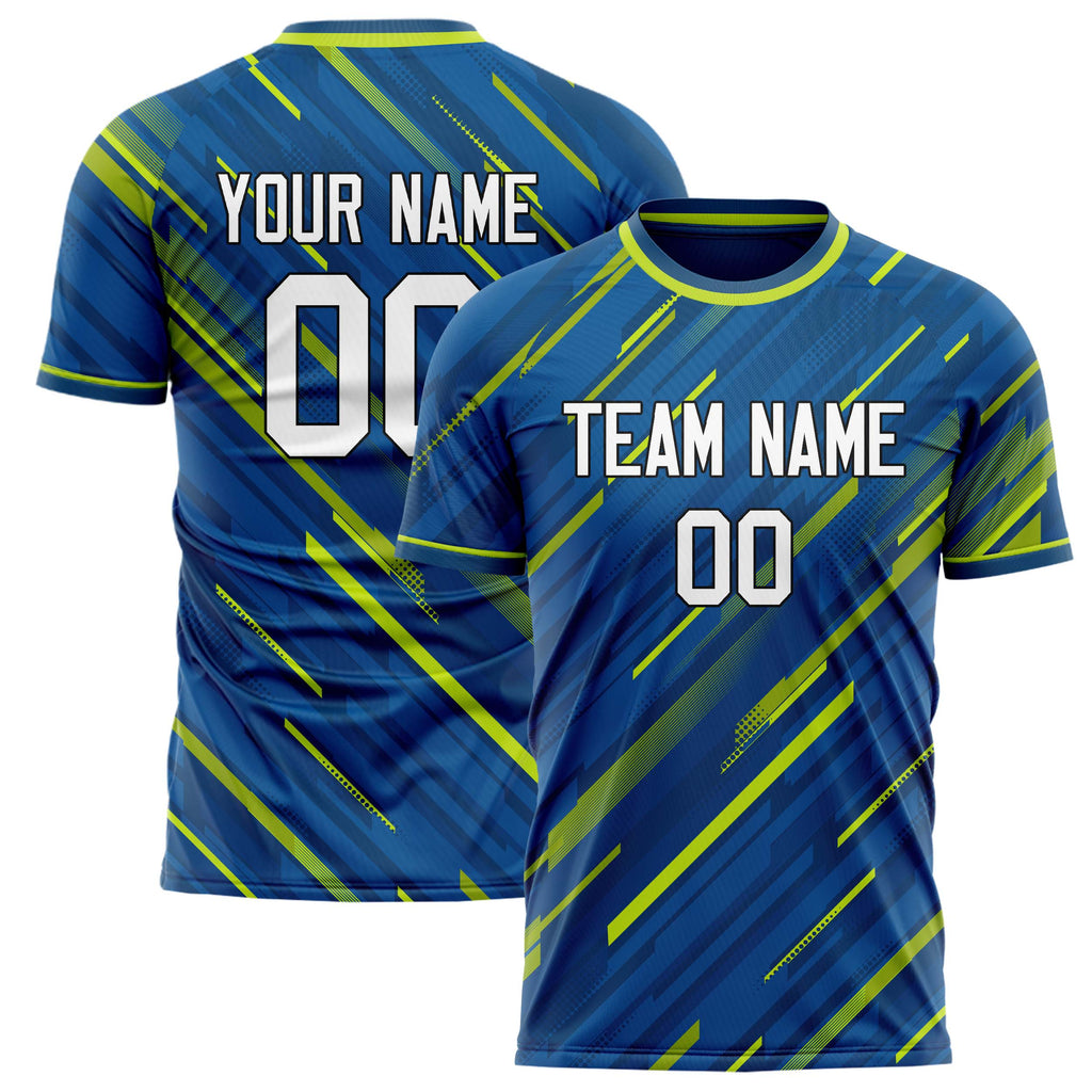Personalized Blue & Green Pattern Soccer Jersey