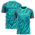 Personalized Teal & Red Pattern Soccer Jersey