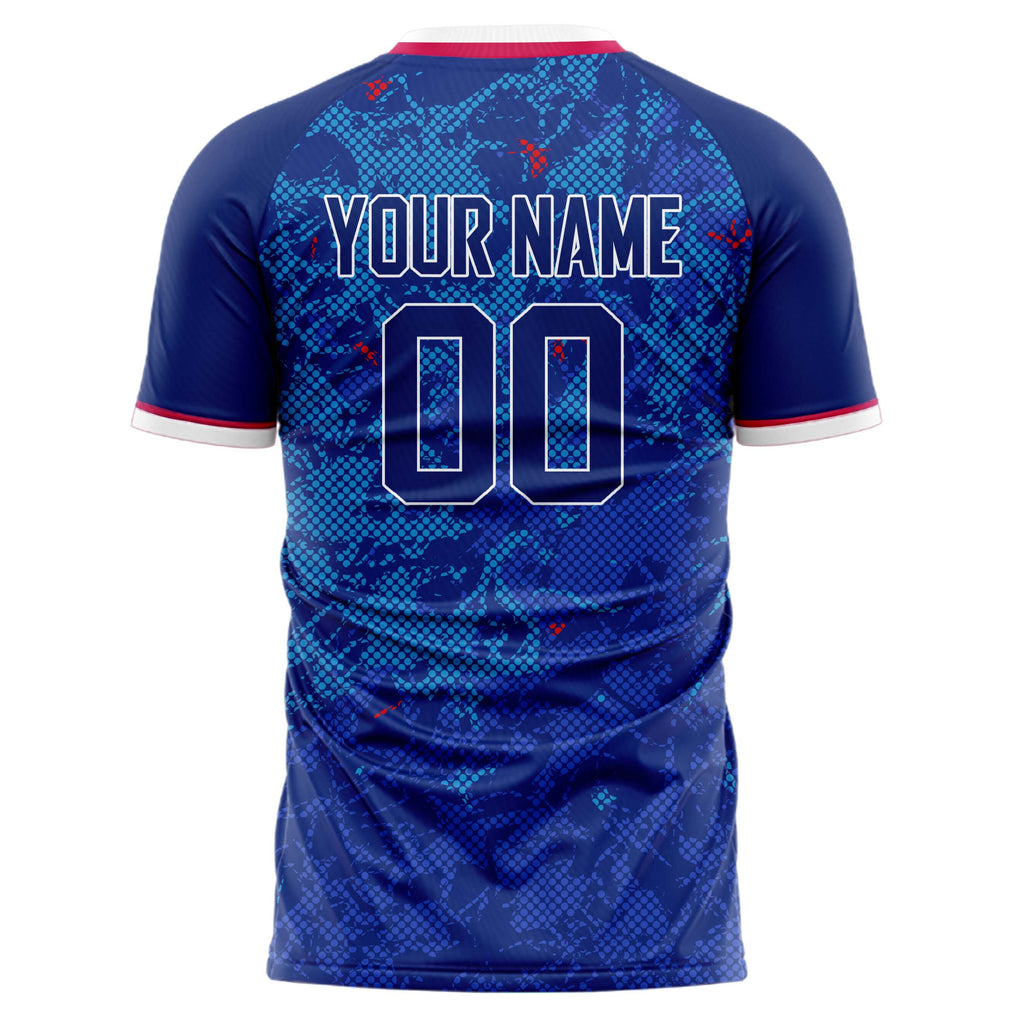 Personalized Royal & White Pattern Soccer Jersey