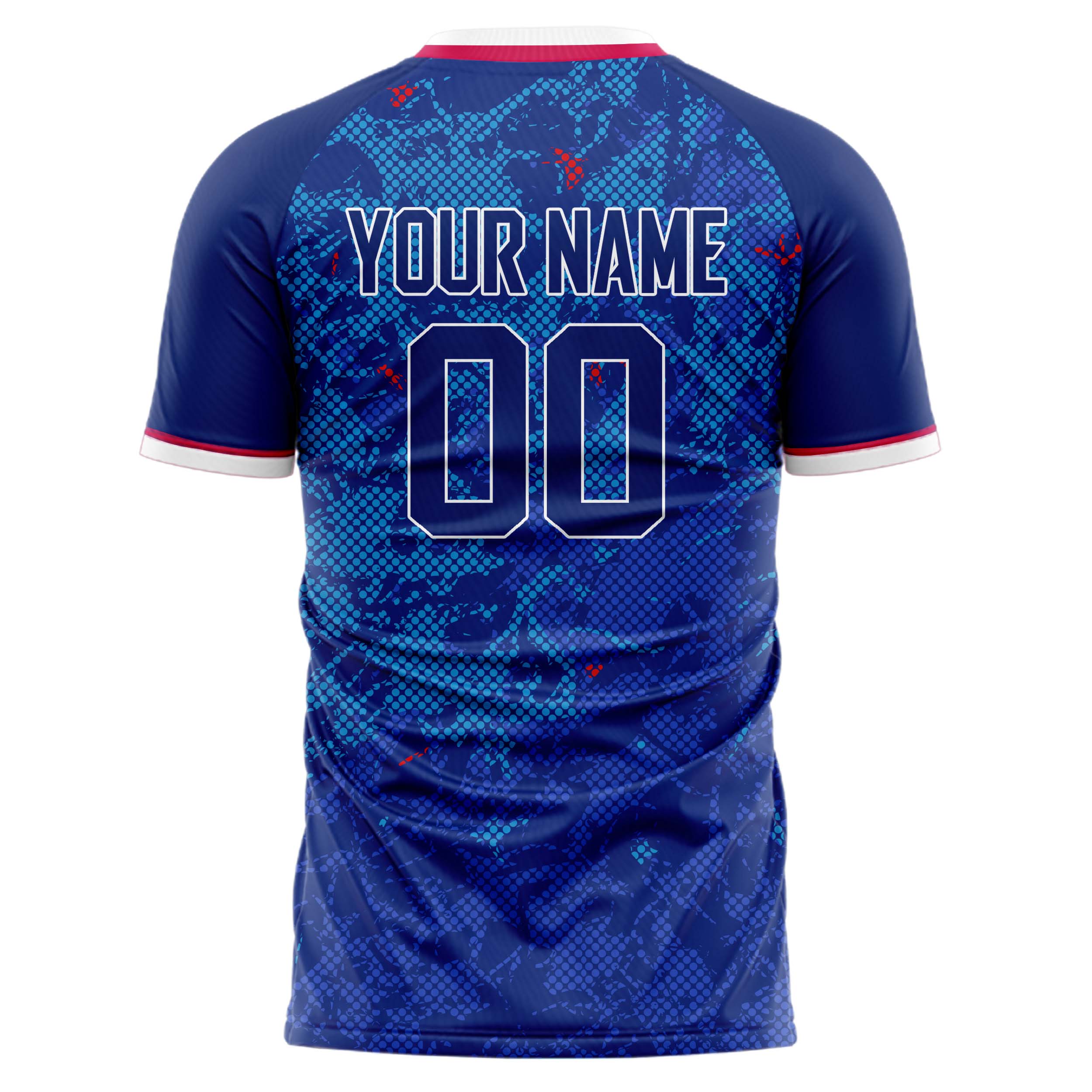 Personalized Royal & White Pattern Soccer Jersey