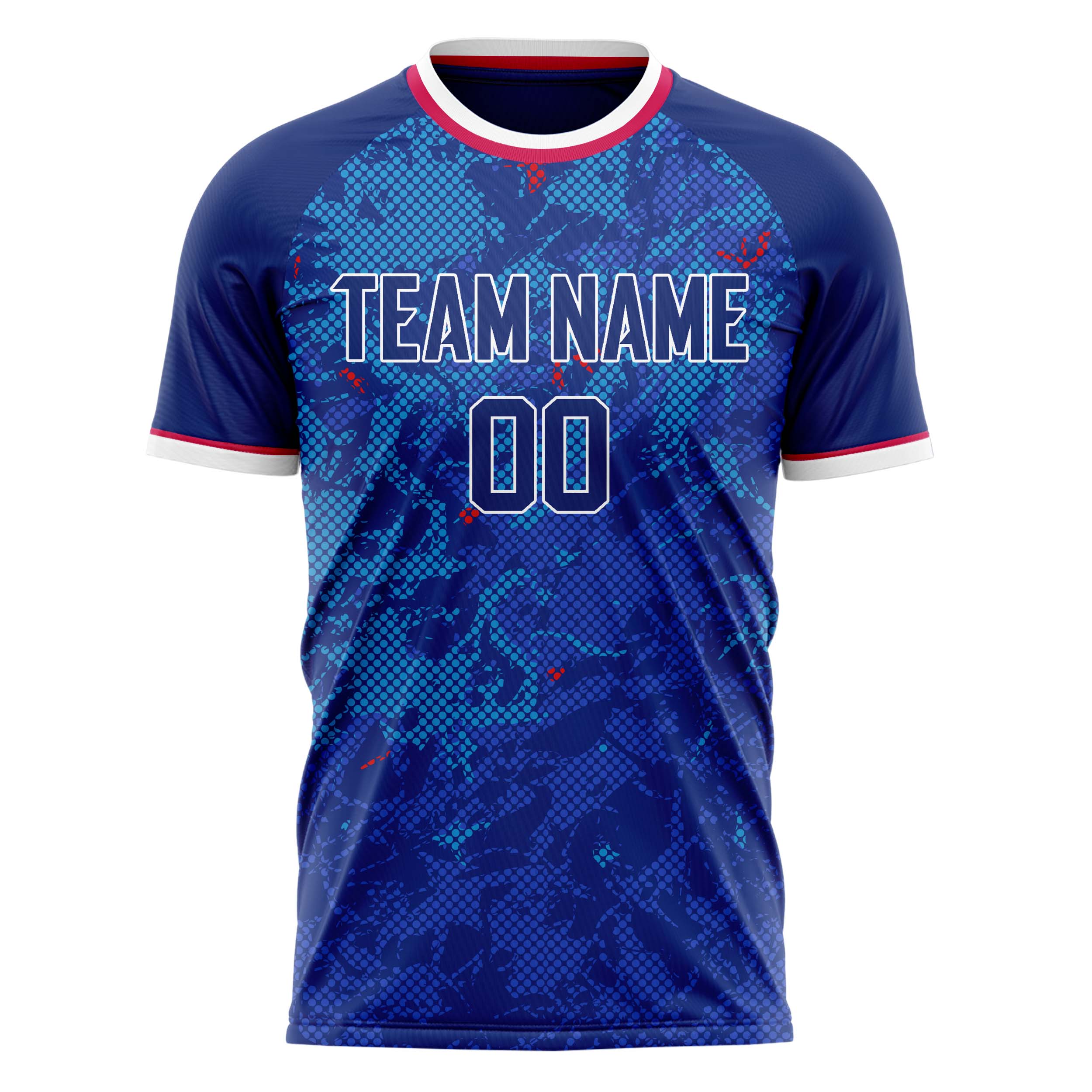Personalized Royal & White Pattern Soccer Jersey